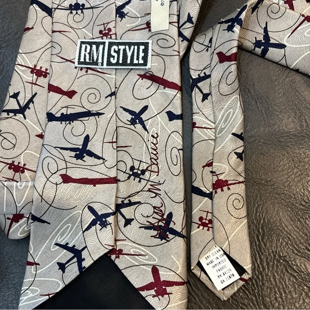 Ralph Marlin RM Aircraft Tonal 2001 Neck Tie RM Style Lisa M‎ Davie Men’s